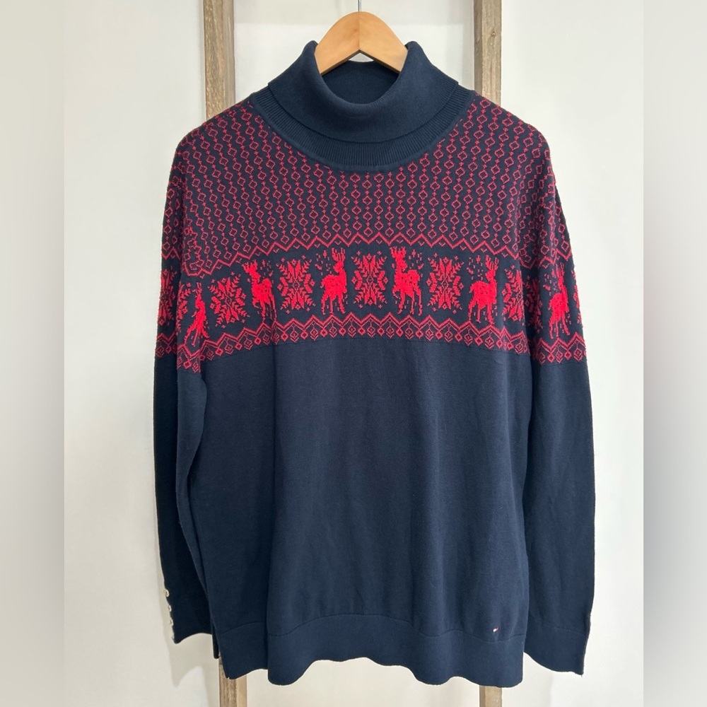 Tommy Hilfiger Stella Blue Red Turtleneck Sweater
Christmas Women's L NWT